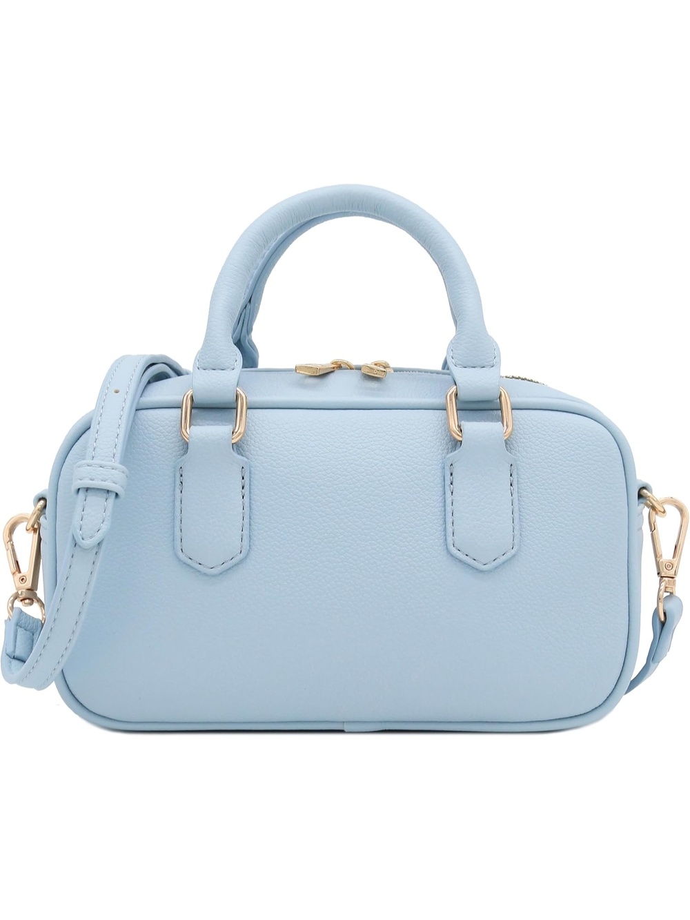 〽️ Women's Light Blue Mini PU Leather Satchel Purse Top Handle Crossbody Bag